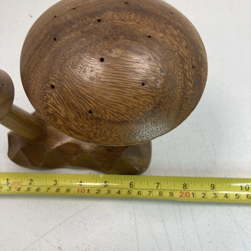 Vtg Mushroom MCM Monkey Pod Wood Tree Philippines 60s Appetizer Toothpick Holder